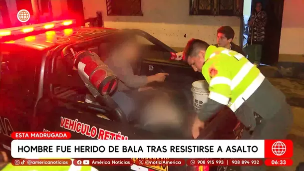 Hombre herido de bala tras resistirse a asalto en el Rímac. Foto: América Noticias