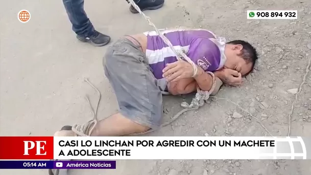 Casi lo linchan por agredir con un machete a adolescente en Lurigancho-Chosica. Foto: América Noticias Casi lo linchan por agredir con un machete a adolescente en Lurigancho-Chosica. Foto: América Noticias