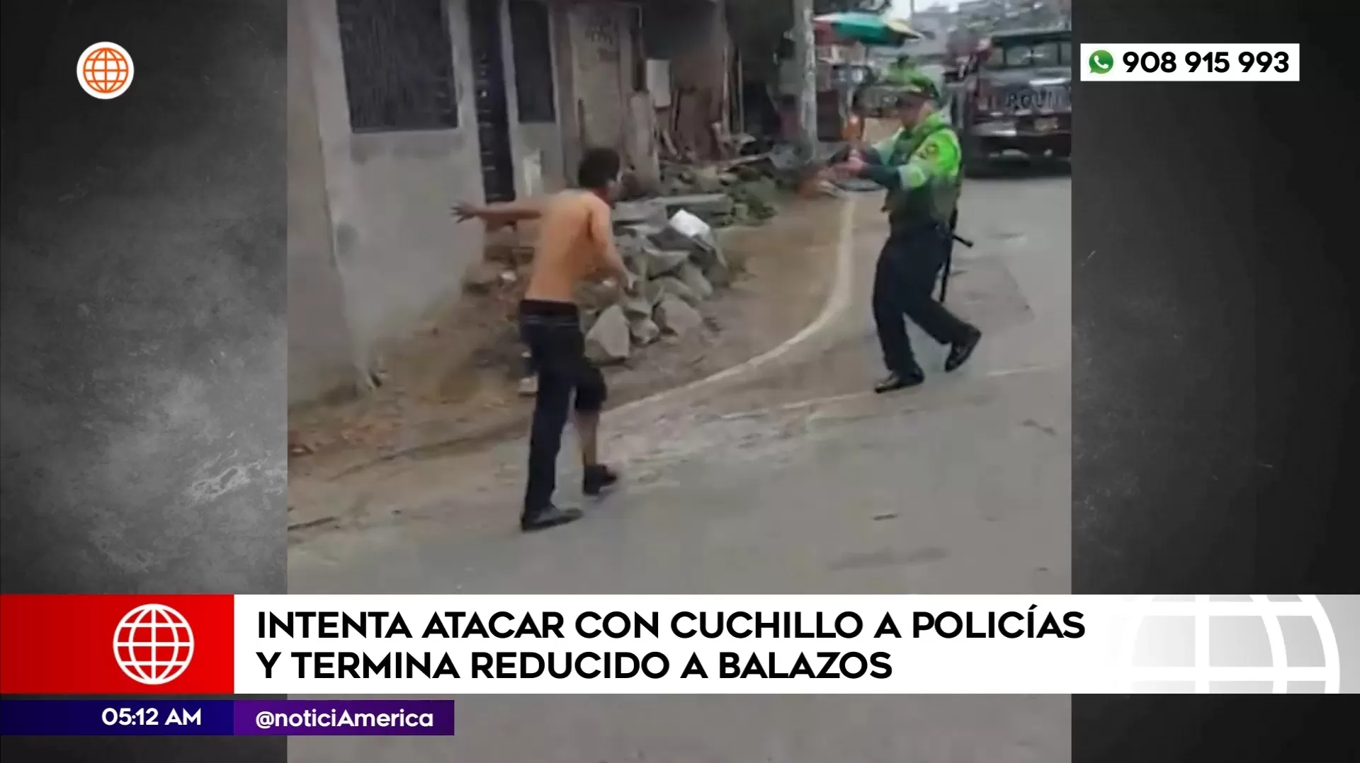 Hombre intentó atacar con cuchillo a policías en San Juan de Miraflores. Foto: América Noticias