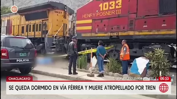 Murió arrollado por tren tras quedarse dormido en vía férrea de Chaclacayo/ América Noticias