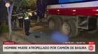Hombre muere atropellado por camión de basura en Surquillo