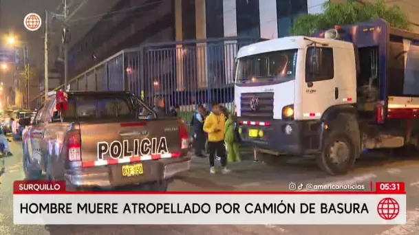 Hombre muere atropellado por camión de basura en Surquillo. Foto: América Noticias