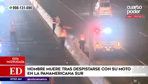 Hombre muere tras despistarse con su moto en la Panamericana Sur