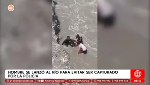Hombre se lanzó al río para evitar ser capturado por la Policía en El Agustino. Foto y video: América Noticias