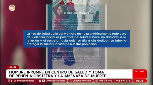 Hombre toma de rehén a obstetra en centro de salud de Andamarca. Foto: América Noticias Hombre toma de rehén a obstetra en centro de salud de Andamarca. Foto: América Noticias