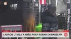 Hombre utiliza a niño para robar en una barbería en Arequipa