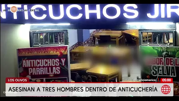 Tres personas son asesinadas por sicarios en una anticuchería de Los Olivos. Foto: América Noticias