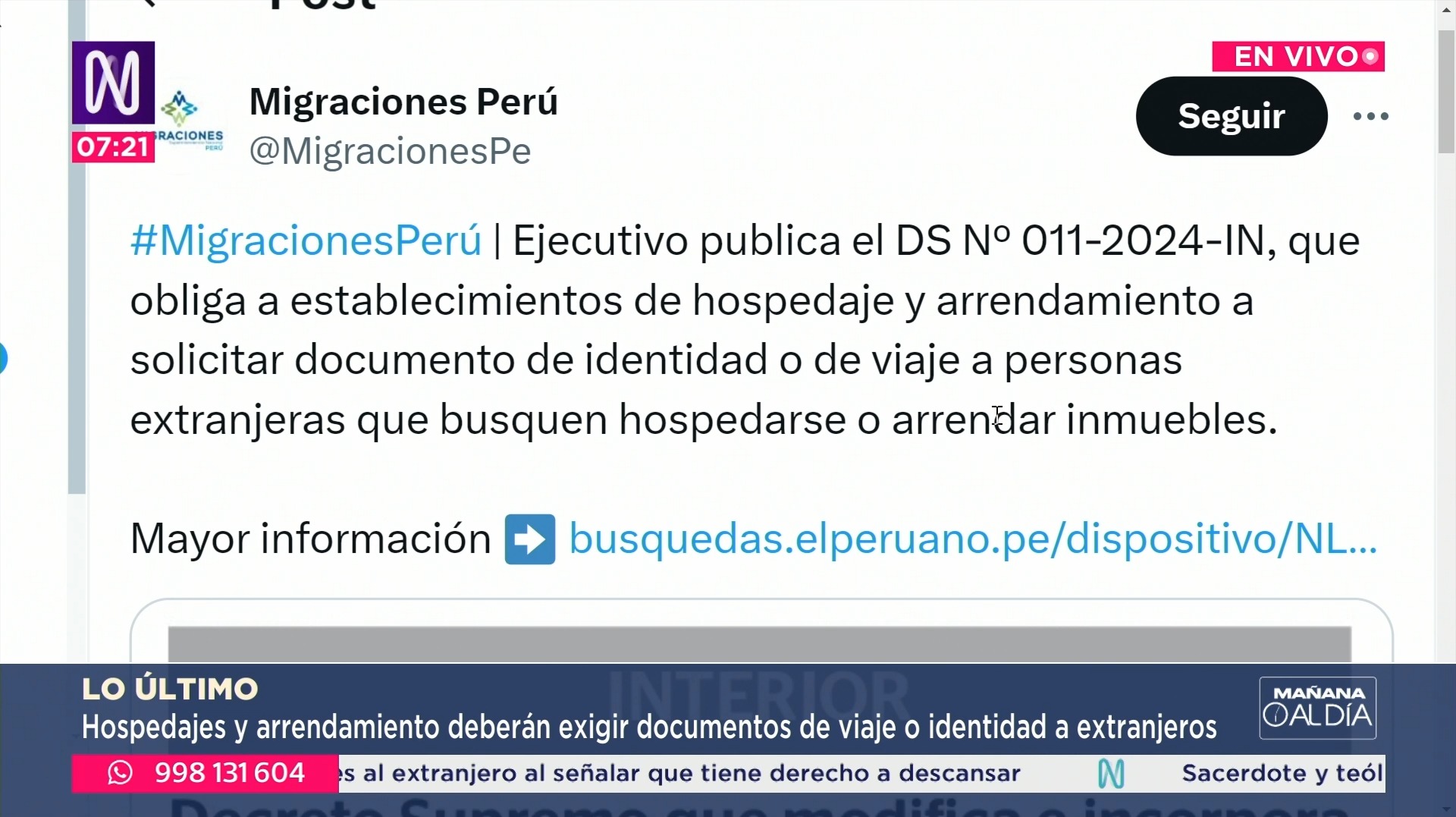 Hospedajes deberán pedir documentos a extranjeros