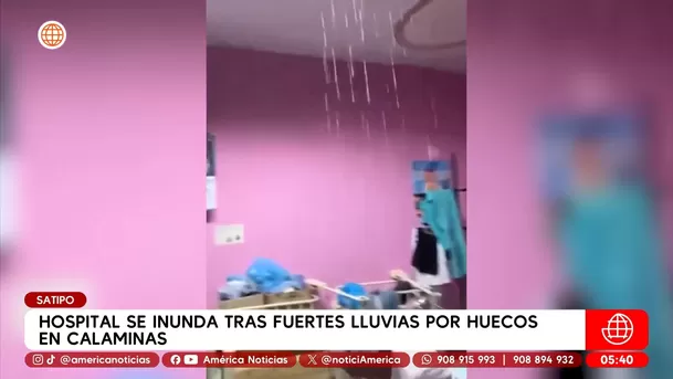 Hospital se inunda tras fuertes lluvias por huecos en calaminas en Satipo. Foto: América Noticias