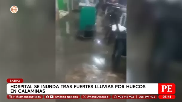 Hospital se inunda tras fuertes lluvias por huecos en calaminas en Satipo. Foto: América Noticias