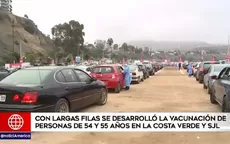Largas filas en vacunación de personas de 54 y 55 años en la Costa Verde y en San Juan de Lurigancho - Noticias de filas