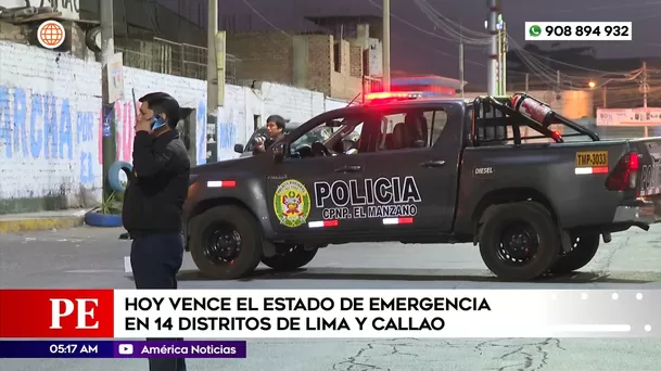 Hoy vence el estado de emergencia en 14 distritos de Lima y Callao. Foto: América Noticias