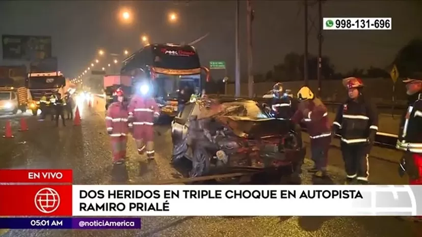 Huachipa: Dos heridos tras triple choque en autopista Ramiro Prialé