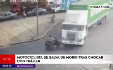 Huachipa: Motociclista salvó de morir tras chocar con tráiler - Noticias de Korina Rivadeneira