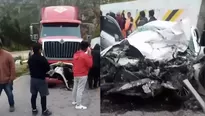 Vehículo chocó contra un tráiler ocasionando que pasajeros quedaran atrapados en la carrocería / Fuente: América Noticias