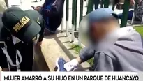 El menor estaba atado con una cinta a una reja