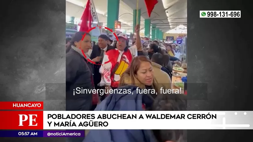 Huancayo: Pobladores abuchean a congresistas Waldemar Cerrón y María Agüero