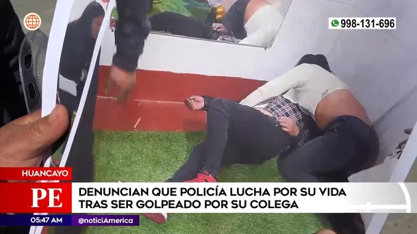 Policía quedó grave tras ser golpeado por su colega en Huancayo. Foto: América Noticias Policía quedó grave tras ser golpeado por su colega en Huancayo. Foto: América Noticias