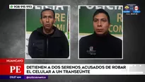 Serenos acusados de robar celular a transeúnte. Foto y video: América Noticias