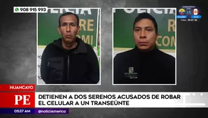 Serenos acusados de robar celular a transeúnte. Foto y video: América Noticias