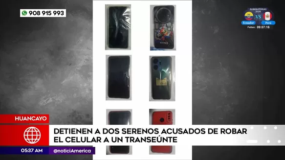 Serenos acusados de robar celular a transeúnte. Foto: América Noticias