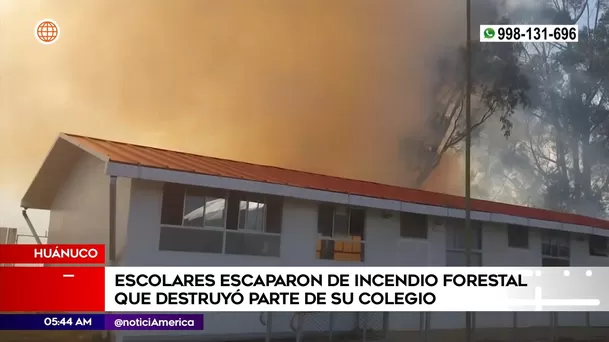 Incendio forestal destruyó parte de colegio en Huánuco. Foto: América Noticias