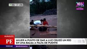 Mujer embarazada cruzó río en Huánuco. Foto y video: América Noticias