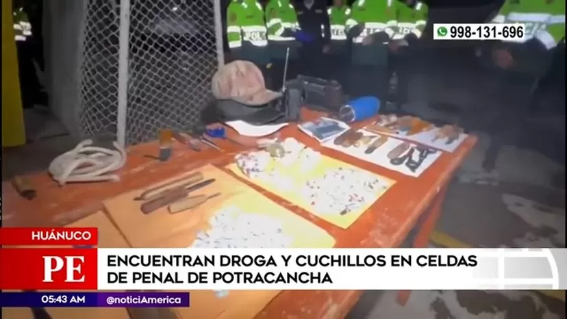 Huánuco: Policía encontró droga y cuchillos en celdas de penal de Potracancha