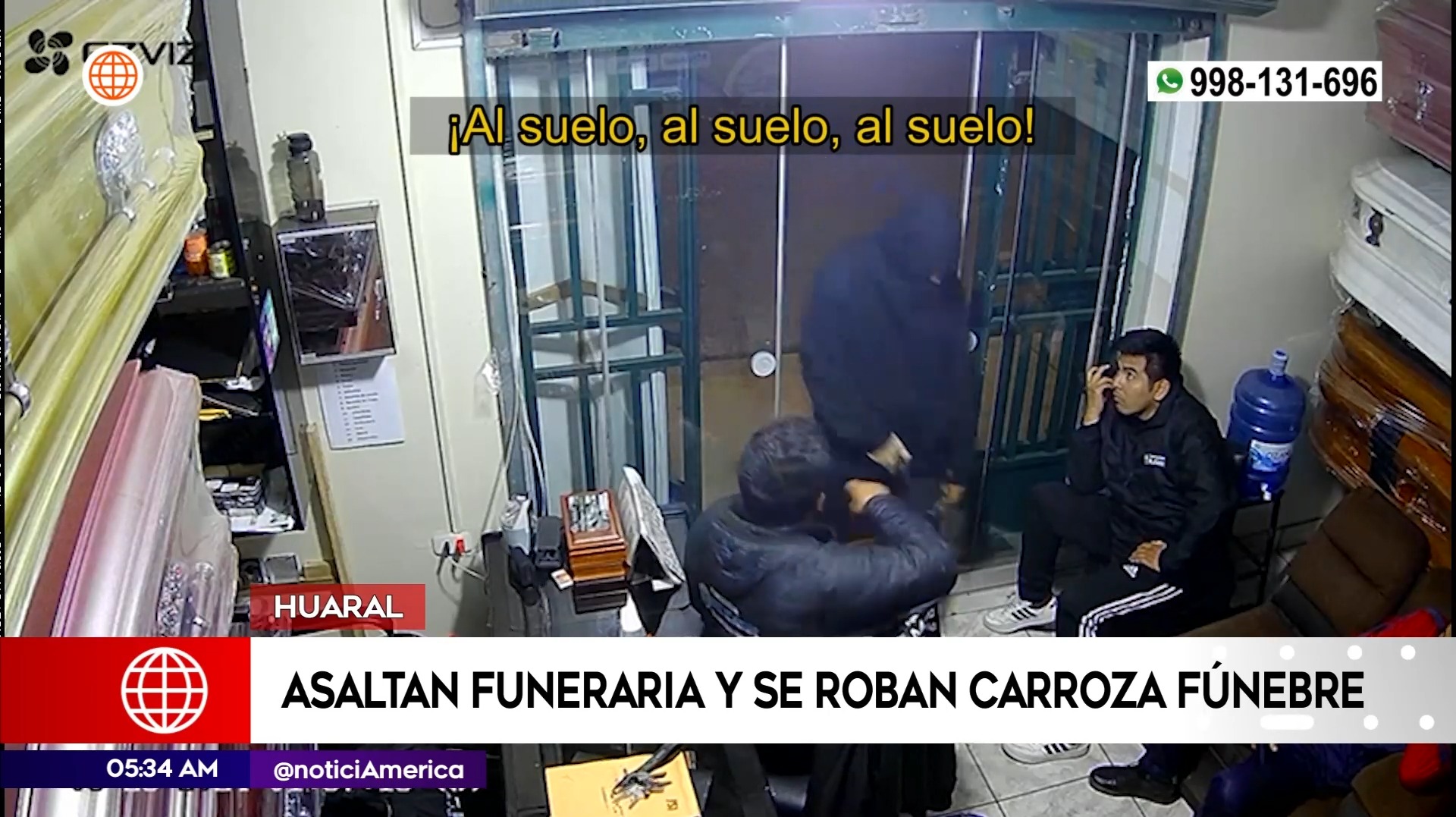 Asaltan funeraria y se llevan carroza fúnebre en Huaral. Foto: América Noticias