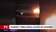 Huarmey: Turba quema camión cisterna de Antamina 