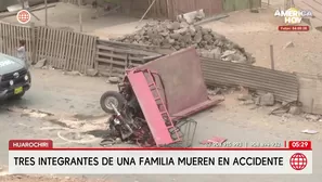 Tres miembros de una familia mueren tras caída de motocarguero en Huarochirí. Foto y video: América Noticias