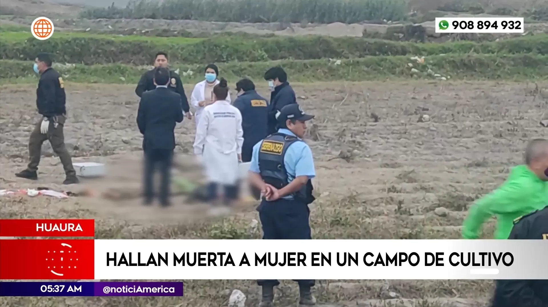 Mujer fue hallada muerta en un campo de cultivo en Huaura. Foto: América Noticias