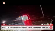 Ica: Bus con pasajeros volcó tras ser arrastrado por huaico