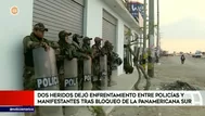 Ica: Dos heridos dejó enfrentamientos entre PNP y manifestantes en Panamericana Sur