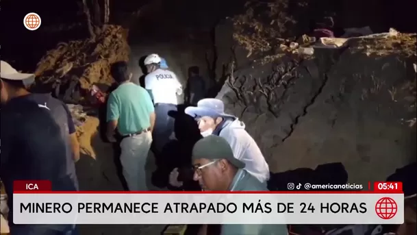 Hombre atrapado tras derrumbe en mina de Nasca. Foto: América Noticias