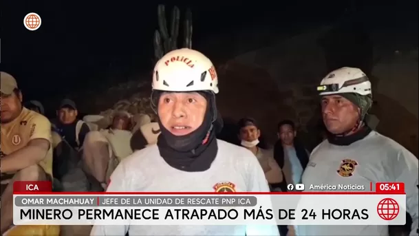 Hombre atrapado tras derrumbe en mina de Nasca. Foto: América Noticias