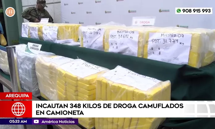 Arequipa: Incautan 348 kilos de droga en camioneta