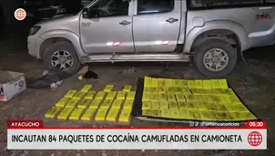 Incautan 84 paquetes de cocaína ocultos en camioneta en Ayacucho. Foto y video: América Noticias