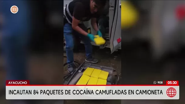 Incautan 84 paquetes de cocaína ocultos en camioneta en Ayacucho. Foto: América Noticias Incautan 84 paquetes de cocaína ocultos en camioneta en Ayacucho. Foto: América Noticias