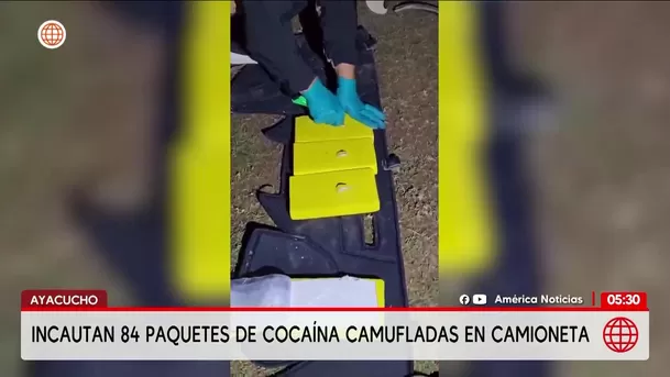 Incautan 84 paquetes de cocaína ocultos en camioneta en Ayacucho. Foto: América Noticias Incautan 84 paquetes de cocaína ocultos en camioneta en Ayacucho. Foto: América Noticias