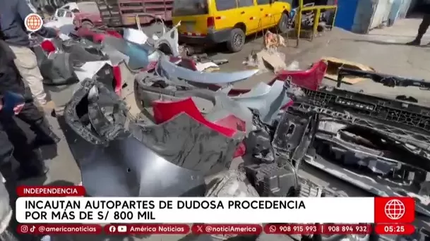Incautan autopartes por más de S/800 mil en Independencia. Foto: América Noticias Incautan autopartes por más de S/800 mil en Independencia. Foto: América Noticias