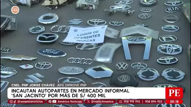 Incautan autopartes por S/ 400 mil en mercado San Jacinto. Foto: América Noticias