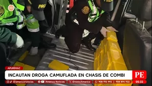 Incautan droga camuflada en chasis de combi en Apurímac. Foto y video: América Noticias