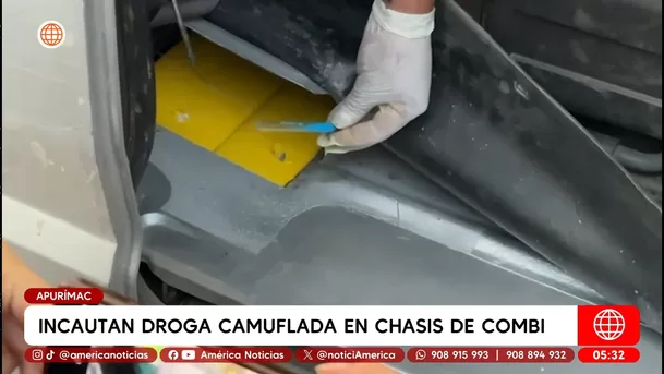 Incautan droga camuflada en chasis de combi en Apurímac. Foto: América Noticias