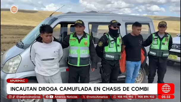 Incautan droga camuflada en chasis de combi en Apurímac. Foto: América Noticias