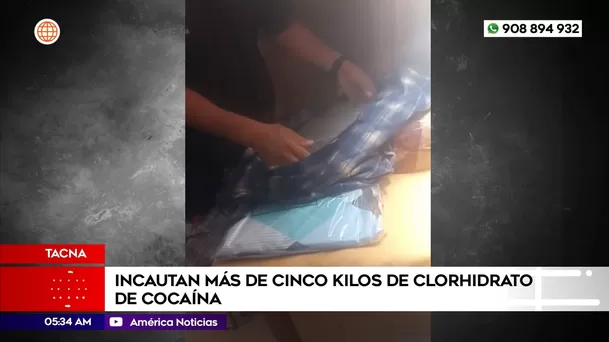 Incautan más de cinco kilos de clorhidrato de cocaína en Tacna. Foto: América Noticias