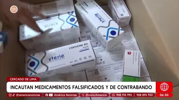 Policía incauta media tonelada de medicinas falsificadas en galería del Cercado/ América Noticias Policía incauta media tonelada de medicinas falsificadas en galería del Cercado/ América Noticias
