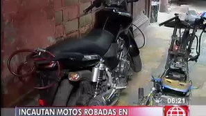 Incautan motocicletas robadas en San Martín de Porres. Captura: América Televisión