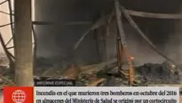 Incendio en almacén del Minsa. América Noticias