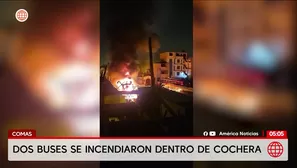 Incendio de buses de Perla Express en Comas. Foto y video: América Noticias